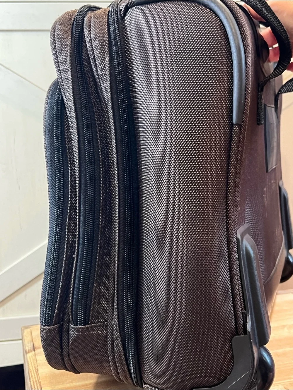 Chaps Rolling Laptop Bag Carry-on Suitcase Espresso & Black